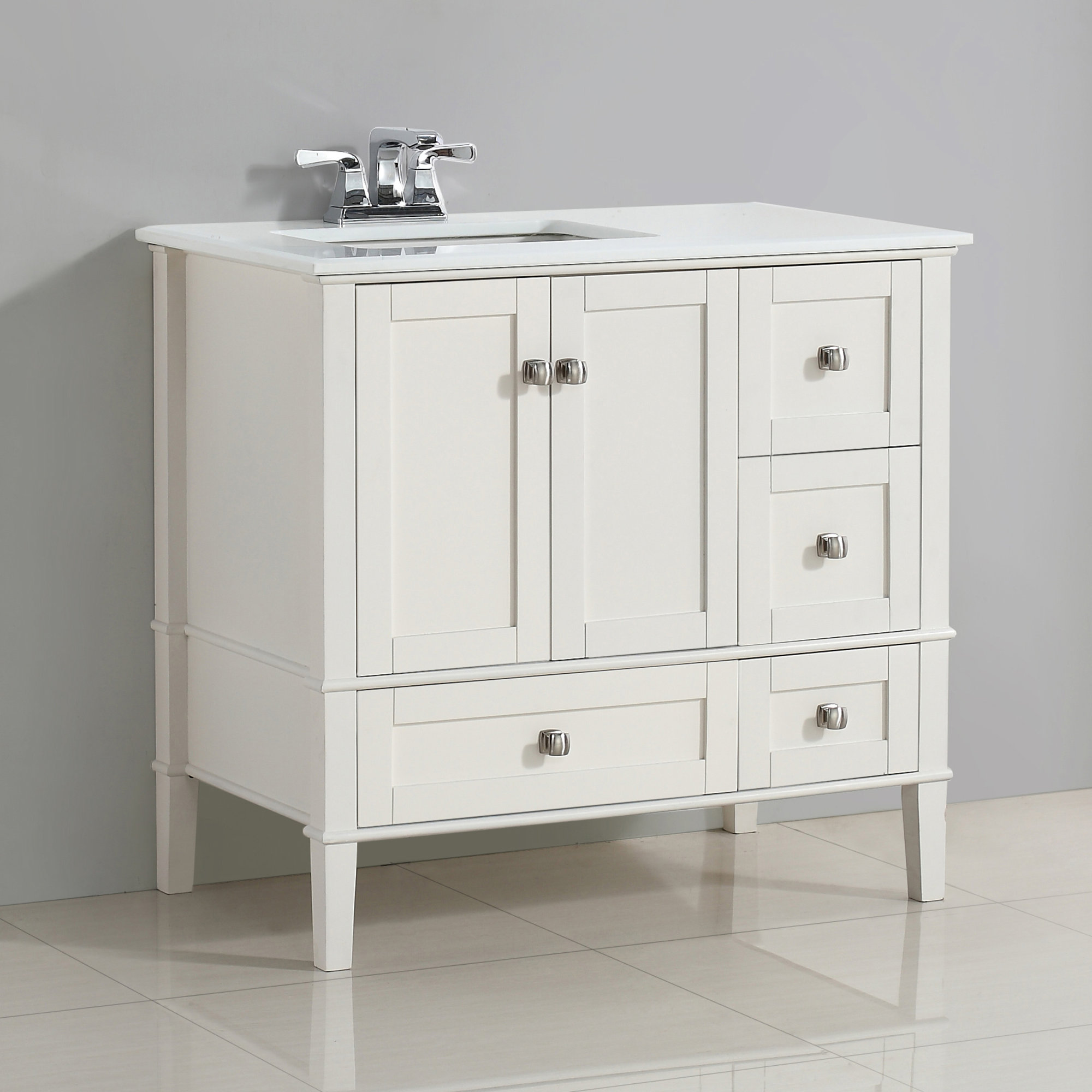 Simpli Home Chelsea 37" Single Left Offset Bath Vanity Set & Reviews Wayfair